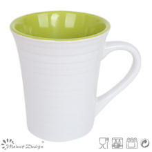 Taza de cerámica del remolino verde y blanco